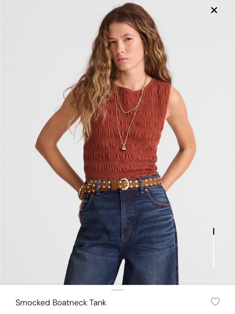Madewell Rust Textured Sleeveless Knit Tank XL